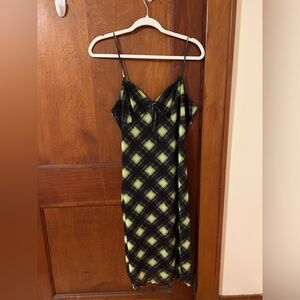 patterned mesh midi dress